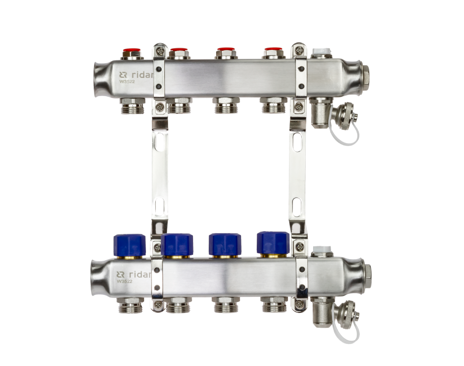 Коллекторные группы с заглушками для радиаторного отопления SSM-R Ридан