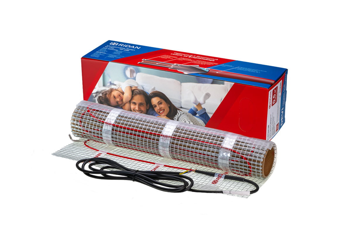 Ridan 21RT1115R — Розничный комплект для теплого пола: нагревательный мат Ridan TF-200 10 м² с терморегулятором Ridan Clever (черный)